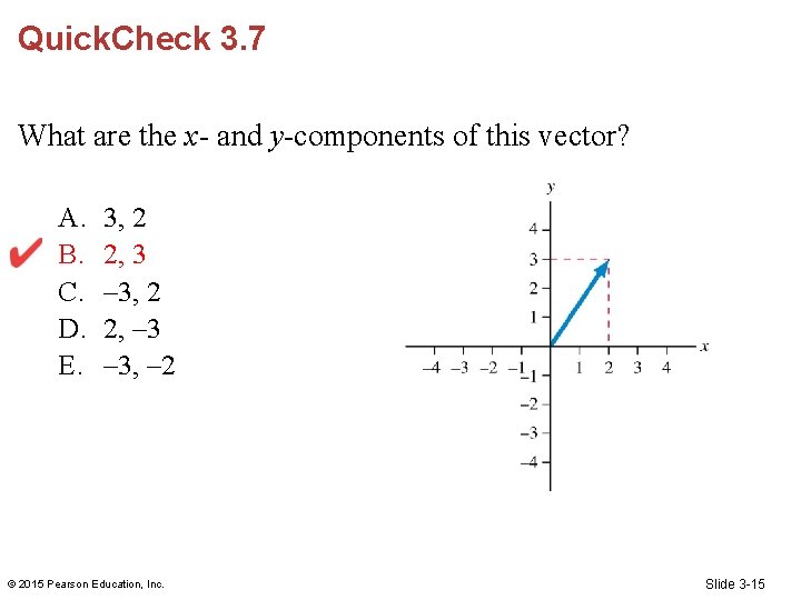 Quick. Check 3. 7 What are the x- and y-components of this vector? A.