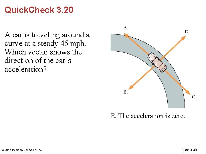 Quick. Check 3. 20 A car is traveling around a curve at a steady