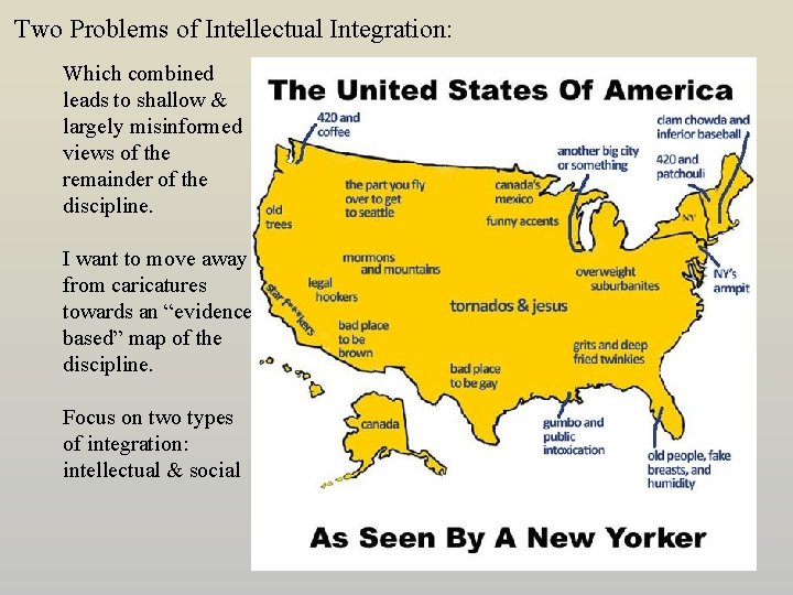 Two Problems of Intellectual Integration: Which combined leads to shallow & largely misinformed views