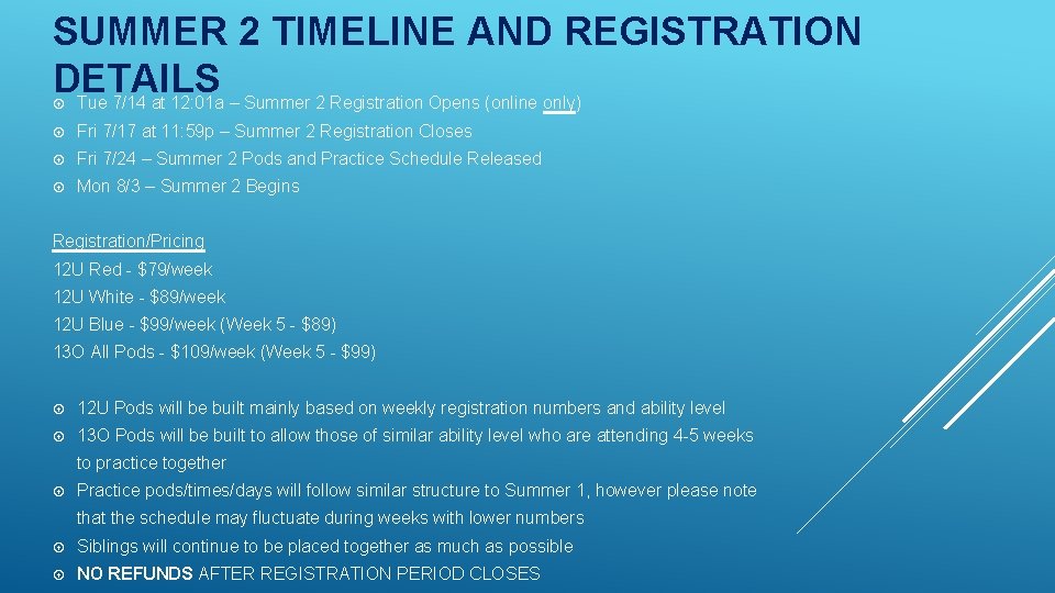 SUMMER 2 TIMELINE AND REGISTRATION DETAILS Tue 7/14 at 12: 01 a – Summer SUMMER 2 TIMELINE AND REGISTRATION DETAILS Tue 7/14 at 12: 01 a – Summer