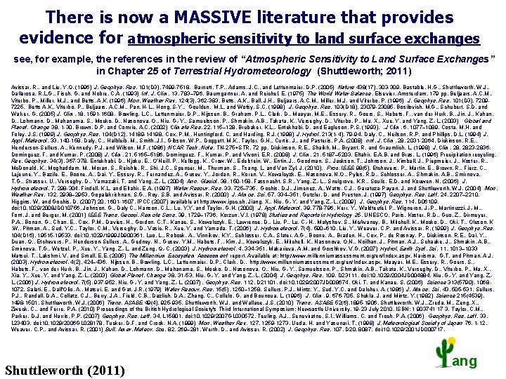 There is now a MASSIVE literature that provides evidence for atmospheric sensitivity to land