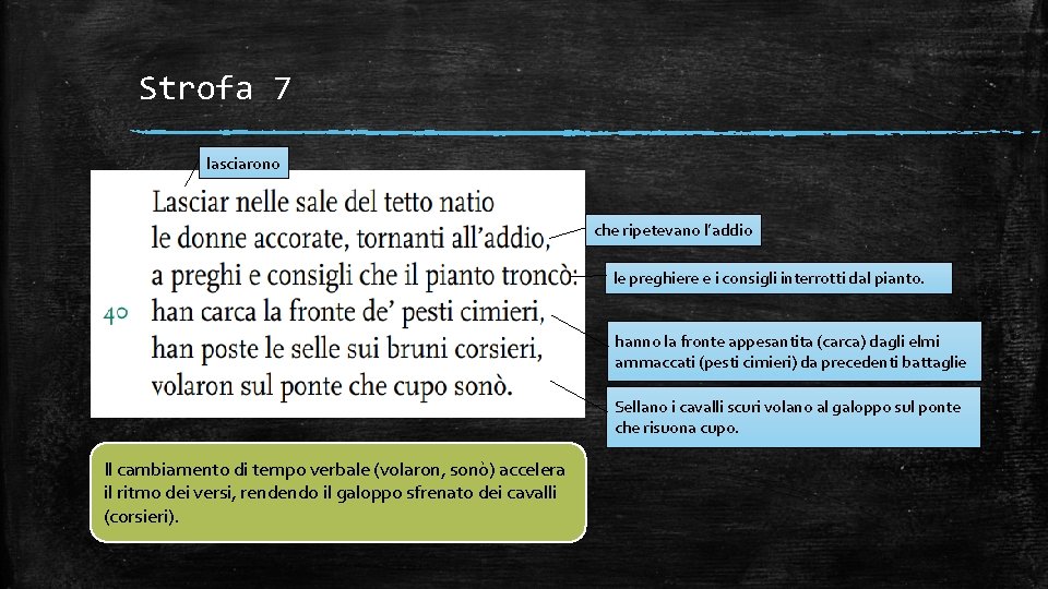 Strofa 7 lasciarono che ripetevano l’addio le preghiere e i consigli interrotti dal pianto.