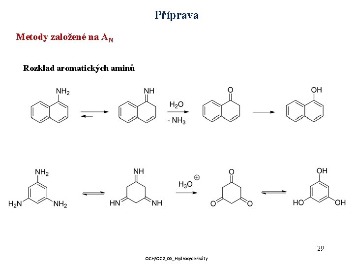 Příprava Metody založené na AN Rozklad aromatických aminů 29 OCH/OC 2_09_Hydroxyderiváty 