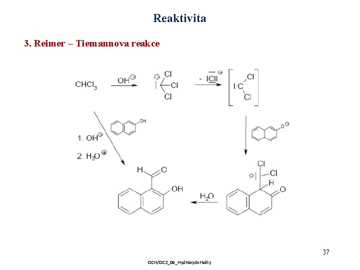 Reaktivita 3. Reimer – Tiemannova reakce 37 OCH/OC 2_09_Hydroxyderiváty 