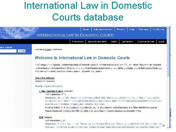 International Law in Domestic Courts database 