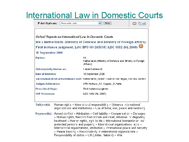 International Law in Domestic Courts 