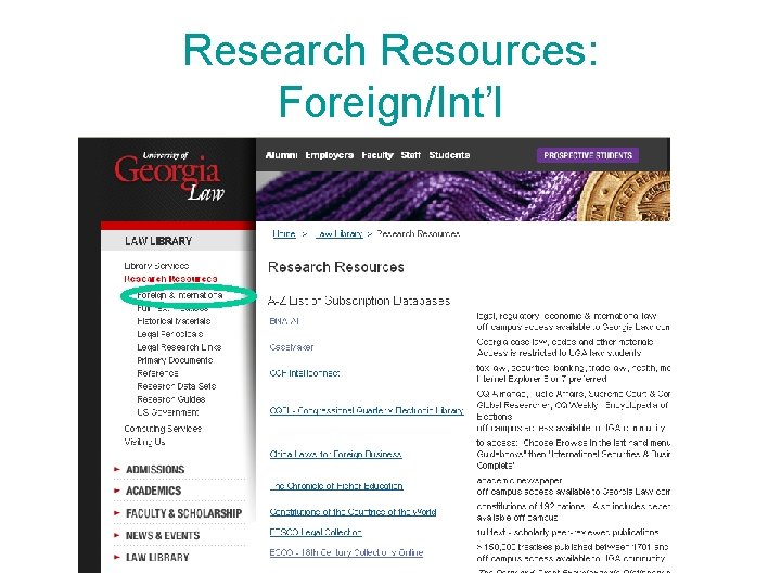 Research Resources: Foreign/Int’l 