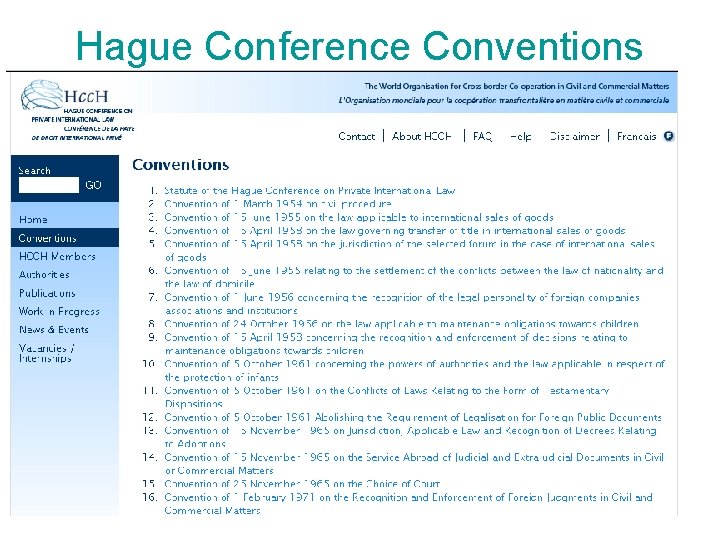 Hague Conference Conventions 