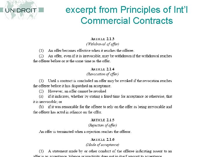 excerpt from Principles of Int’l Commercial Contracts 