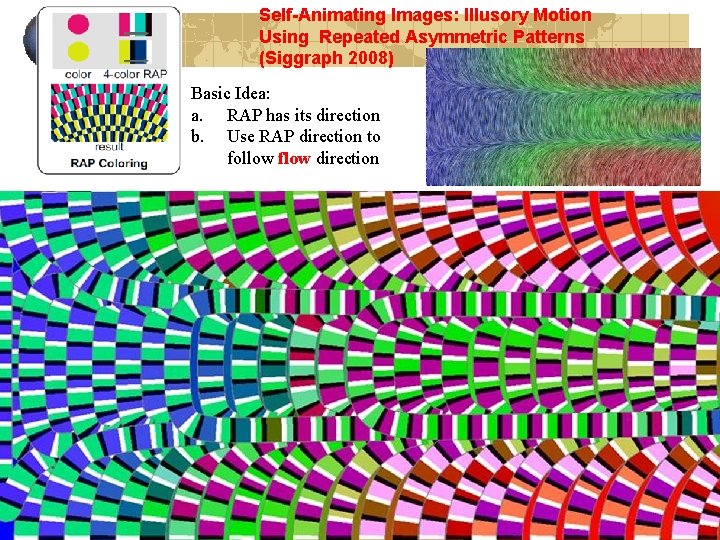 Self-Animating Images: Illusory Motion Using Repeated Asymmetric Patterns (Siggraph 2008) Basic Idea: a. RAP Self-Animating Images: Illusory Motion Using Repeated Asymmetric Patterns (Siggraph 2008) Basic Idea: a. RAP