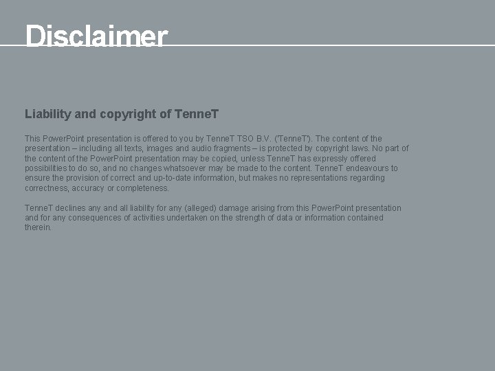 Disclaimer Liability and copyright of Tenne. T This Power. Point presentation is offered to