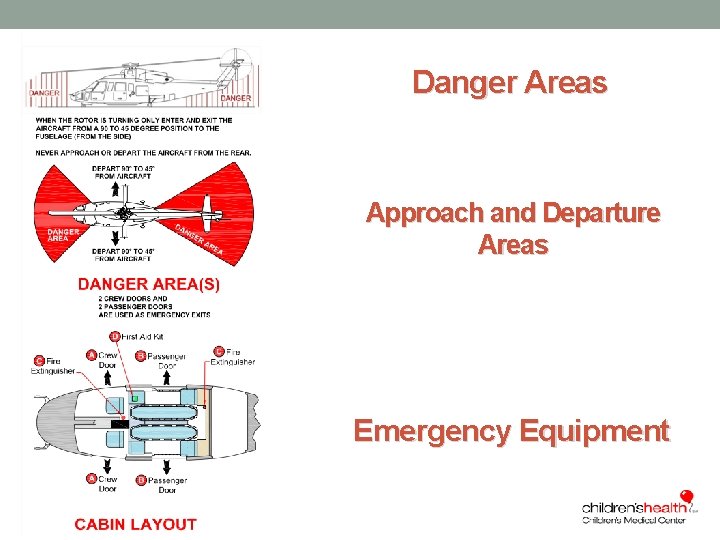 Danger Areas Approach and Departure Areas Emergency Equipment 