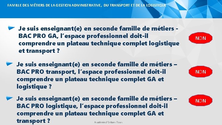 FAMILLE DES MÉTIERS DE LA GESTION ADMINISTRATIVE, DU TRANSPORT ET DE LA LOGISTIQUE Je