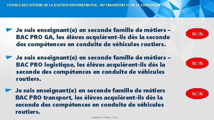 FAMILLE DES MÉTIERS DE LA GESTION ADMINISTRATIVE, DU TRANSPORT ET DE LA LOGISTIQUE Je