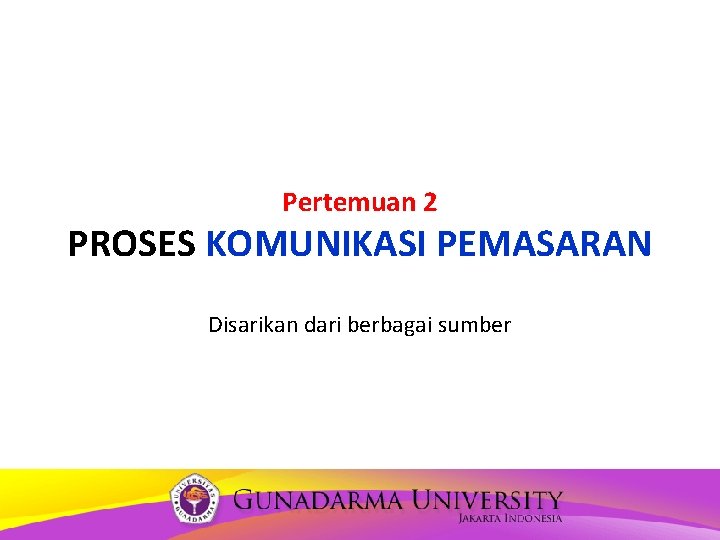 Pertemuan 2 PROSES KOMUNIKASI PEMASARAN Disarikan dari berbagai sumber 