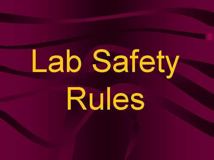 Lab Safety Rules 