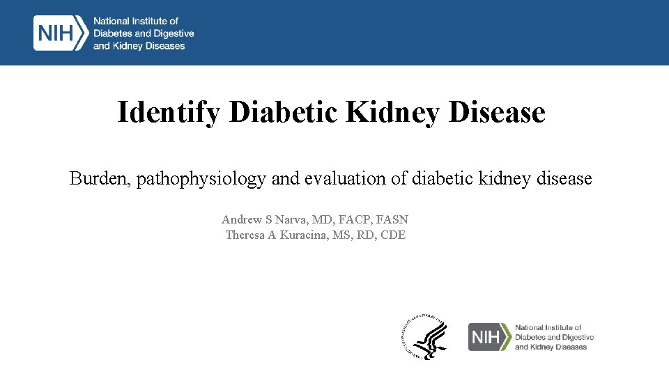 Identify Diabetic Kidney Disease Burden, pathophysiology and evaluation of diabetic kidney disease Andrew S