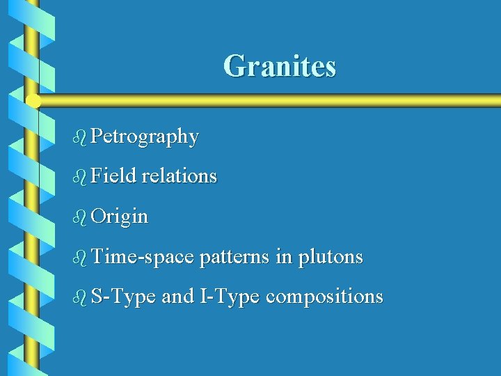 Granites b Petrography b Field relations b Origin b Time-space patterns in plutons b