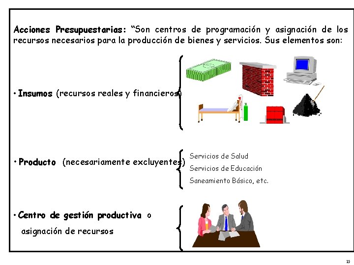 Acciones Presupuestarias: “Son centros de programación y asignación de los recursos necesarios para la