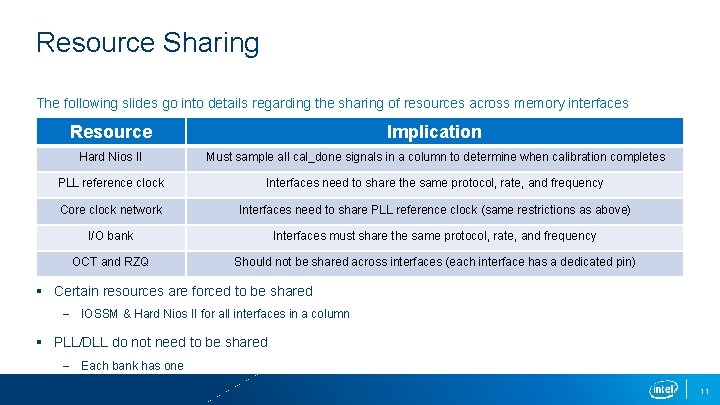 Resource Sharing The following slides go into details regarding the sharing of resources across