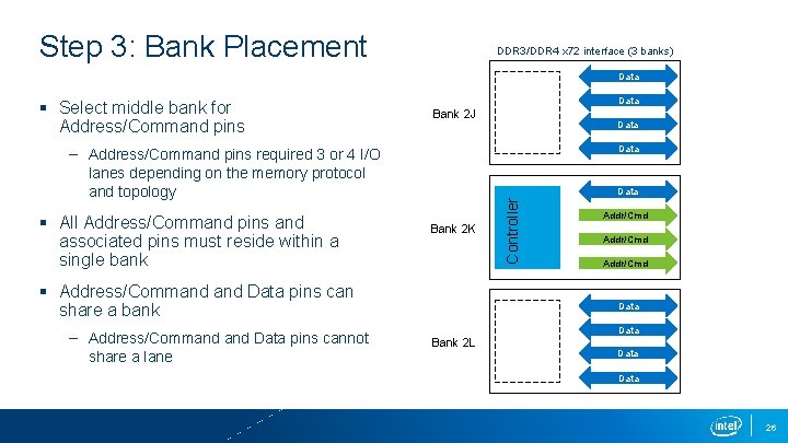 Step 3: Bank Placement DDR 3/DDR 4 x 72 interface (3 banks) Data Bank