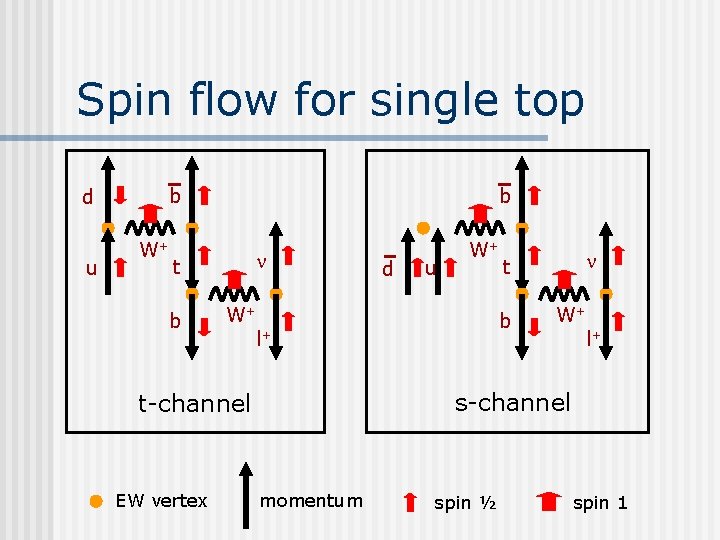 Spin flow for single top d u b W+ b t n b W+