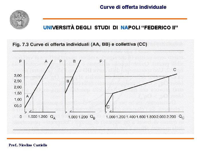 Curve di offerta individuale UNIVERSITÀ DEGLI STUDI DI NAPOLI “FEDERICO II” Prof. . Nicolino