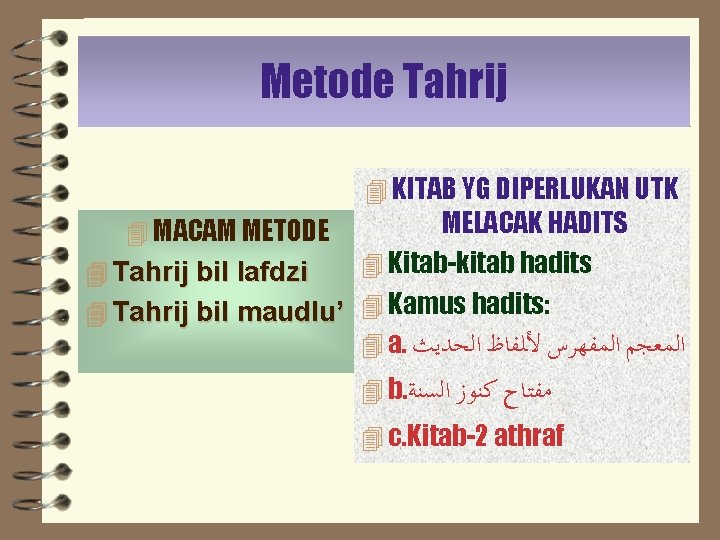 Metode Tahrij 4 KITAB YG DIPERLUKAN UTK MELACAK HADITS 4 Kitab-kitab hadits 4 Tahrij Metode Tahrij 4 KITAB YG DIPERLUKAN UTK MELACAK HADITS 4 Kitab-kitab hadits 4 Tahrij