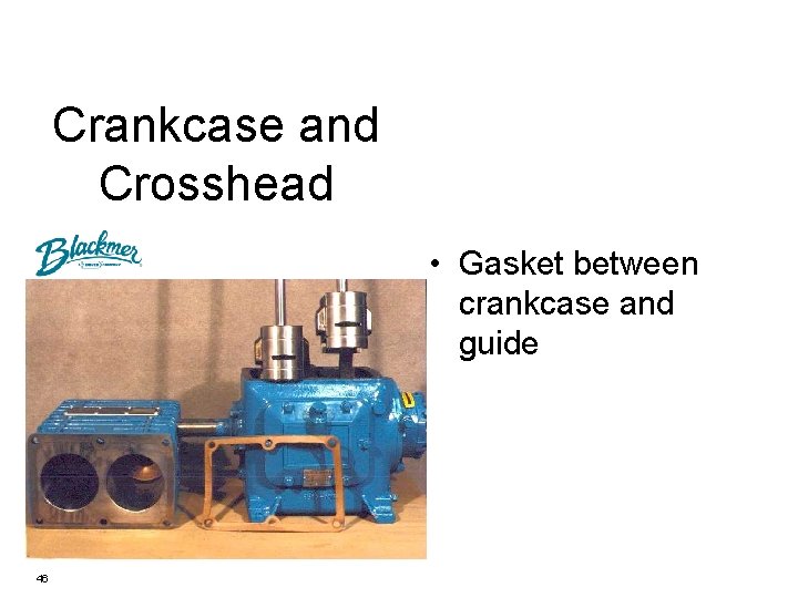 Crankcase and Crosshead • Gasket between crankcase and guide 46 