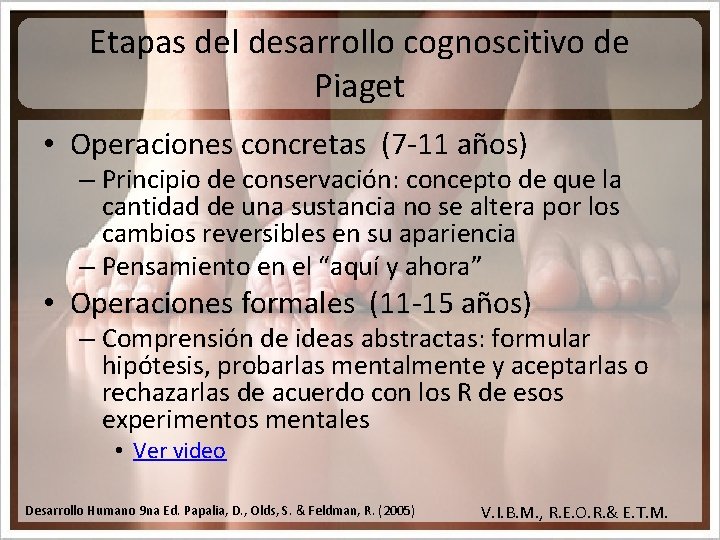Etapas del desarrollo cognoscitivo de Piaget • Operaciones concretas (7 -11 años) – Principio