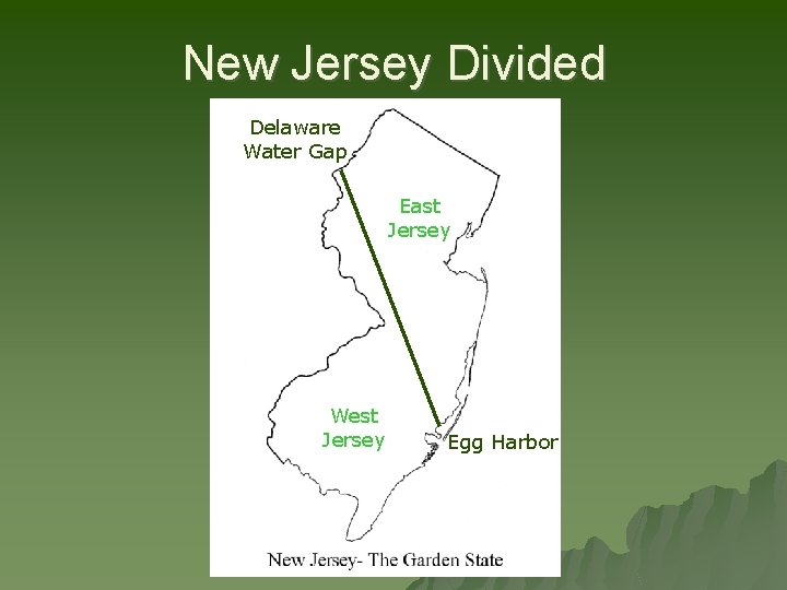 New Jersey Divided Delaware Water Gap East Jersey West Jersey Egg Harbor 