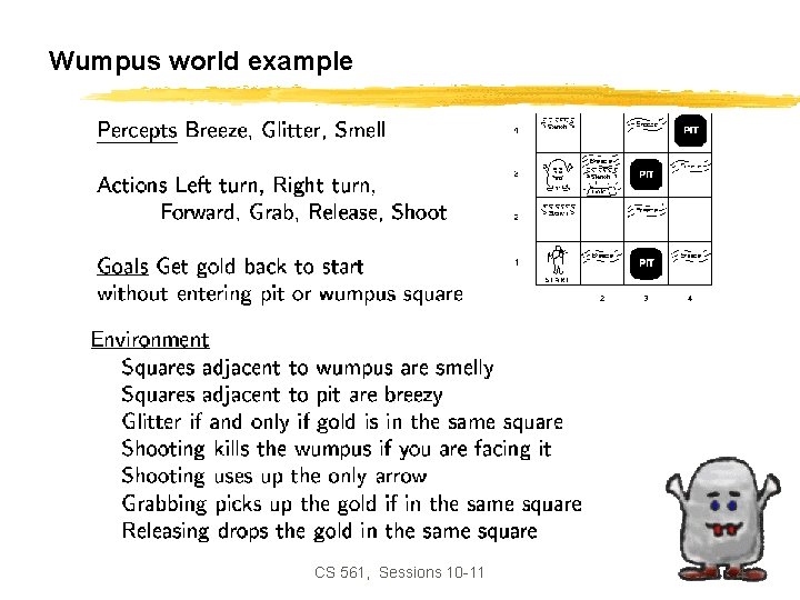 Wumpus world example CS 561, Sessions 10 -11 4 
