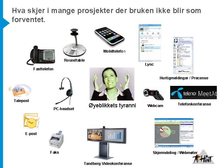 Hva skjer i mange prosjekter der bruken ikke blir som forventet. Mobiltelefon Roundtable Lync