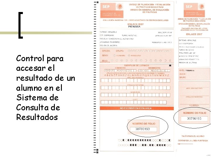 Control para accesar el resultado de un alumno en el Sistema de Consulta de
