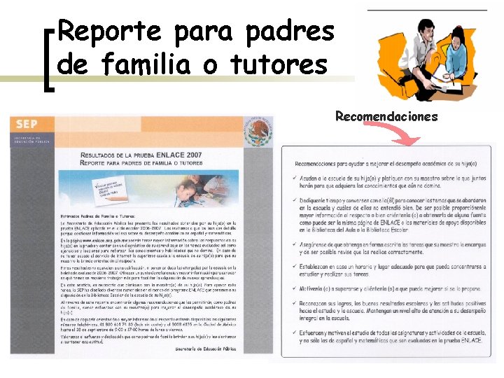 Reporte para padres de familia o tutores Recomendaciones 