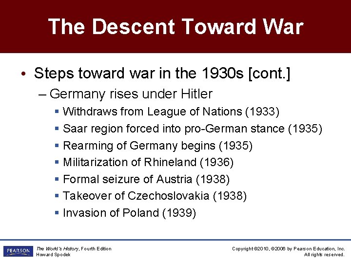 The Descent Toward War • Steps toward war in the 1930 s [cont. ]