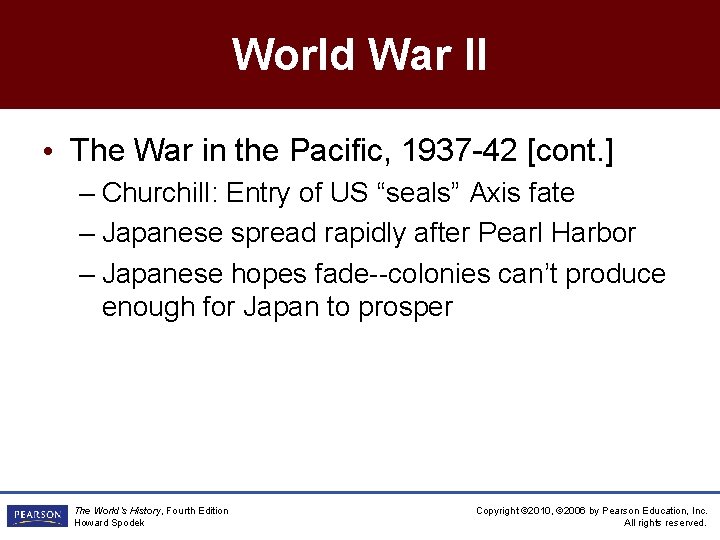 World War II • The War in the Pacific, 1937 -42 [cont. ] –