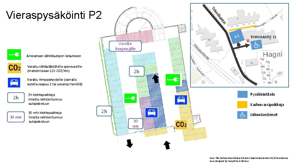 Te a iik kn Vieraspysäköinti P 2 ie nt P 2 TEKNIIKANTIE 15 Varattu