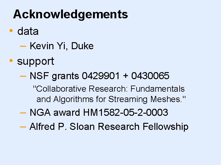 Acknowledgements • data – Kevin Yi, Duke • support – NSF grants 0429901 +