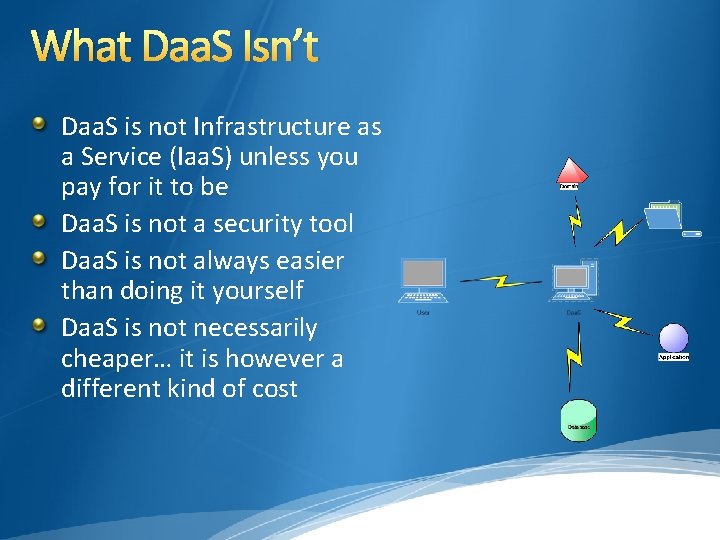What Daa. S Isn’t Daa. S is not Infrastructure as a Service (Iaa. S)