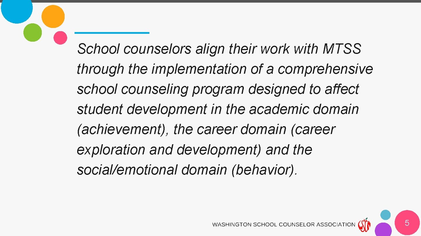 School counselors align their work with MTSS through the implementation of a comprehensive school