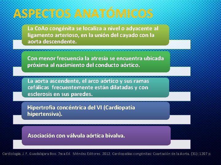 ASPECTOS ANATÓMICOS La Co. Ao congénita se localiza a nivel o adyacente al ligamento