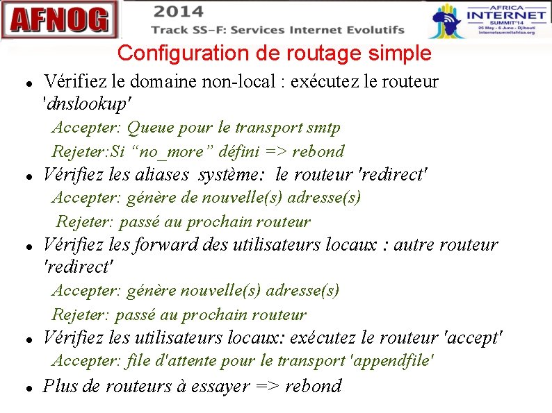 Configuration de routage simple Vérifiez le domaine non local : exécutez le routeur 'dnslookup' Configuration de routage simple Vérifiez le domaine non local : exécutez le routeur 'dnslookup'