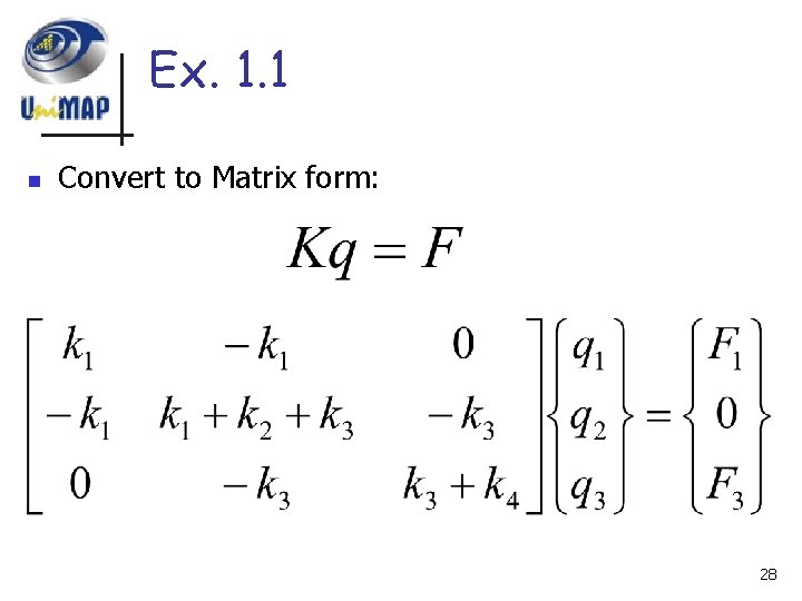 Ex. 1. 1 n Convert to Matrix form: 28 Ex. 1. 1 n Convert to Matrix form: 28