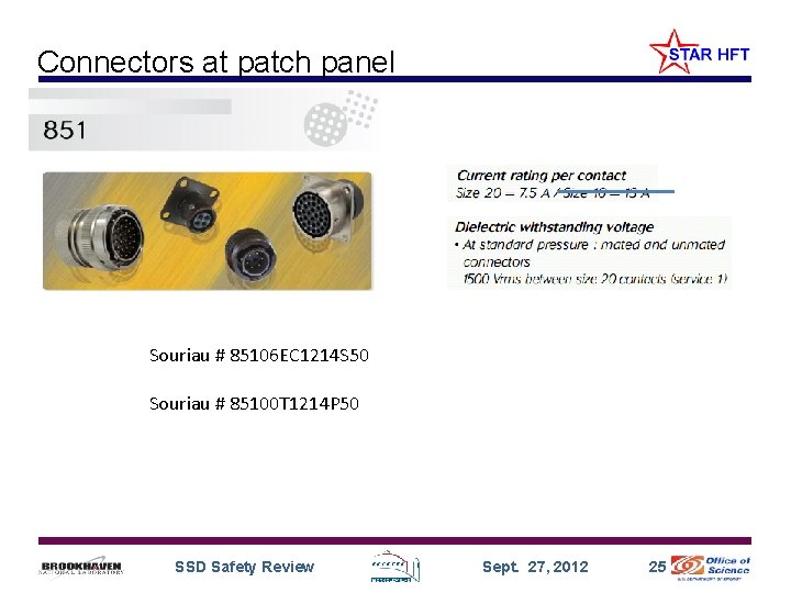 Connectors at patch panel Souriau # 85106 EC 1214 S 50 Souriau # 85100