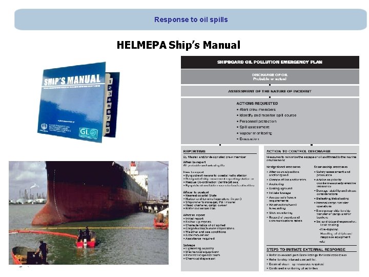 Response to oil spills HELMEPA Ship’s Manual 