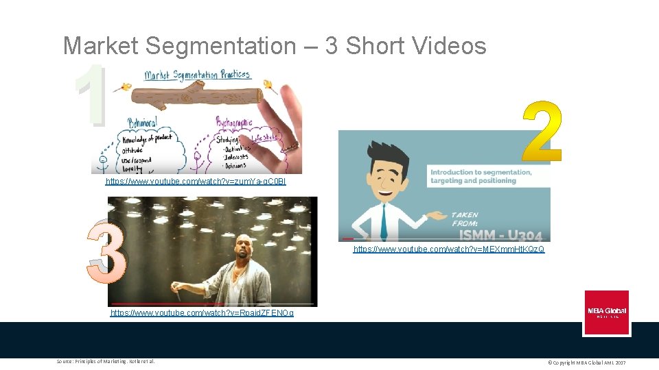 Market Segmentation – 3 Short Videos 1 https: //www. youtube. com/watch? v=zum. Ya-g. C