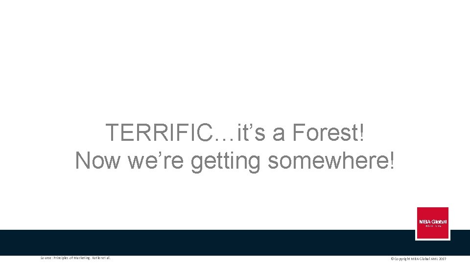 TERRIFIC…it’s a Forest! Now we’re getting somewhere! Source: Principles of Marketing. Kotler et al. TERRIFIC…it’s a Forest! Now we’re getting somewhere! Source: Principles of Marketing. Kotler et al.
