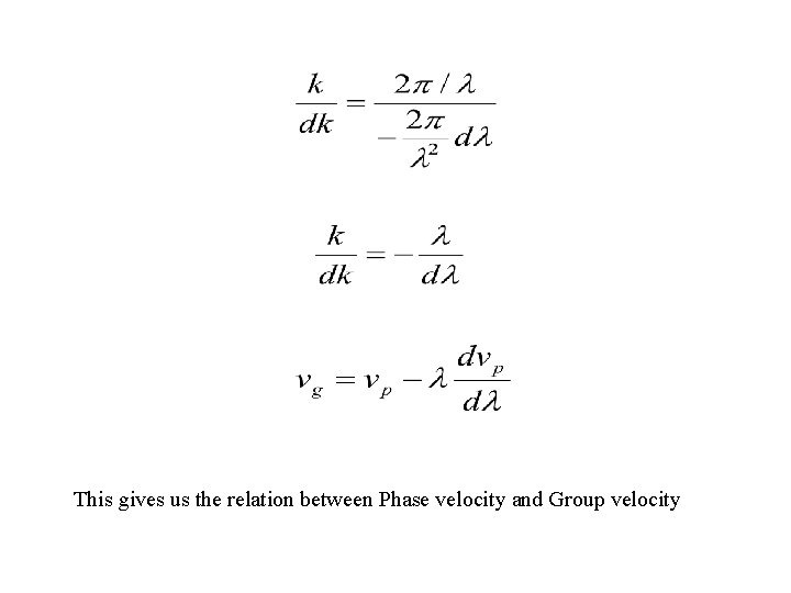 This gives us the relation between Phase velocity and Group velocity 