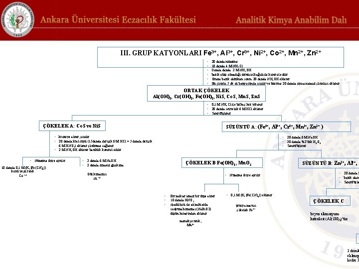 III. GRUP KATYONLARI Fe 3+, Al 3+, Cr 3+, Ni 2+, Co 2+, Mn